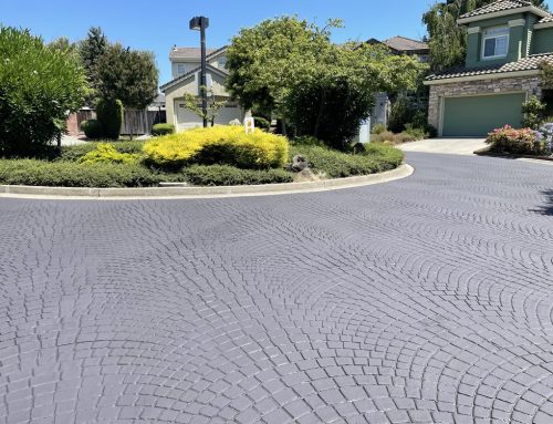 Aphalt stamping Eurofan pattern, Petaluma CA