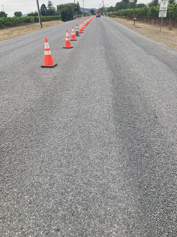 Gray chip seal roadway in Napa CA – After Gray chip seal roadway, Napa CA