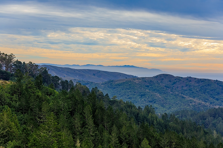 Mount Tamalpais view at sunset, Marin County CA